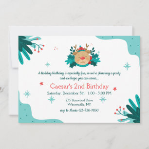 Christmas Teddy Bear Birthday Party Invitation