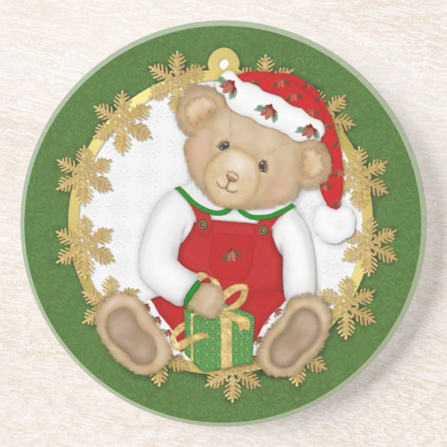 Christmas Teddy Bear - Boy Coaster (Front)