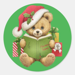 Christmas Teddy Bear Classic Round Sticker