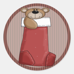 Christmas Teddy Bear Classic Round Sticker