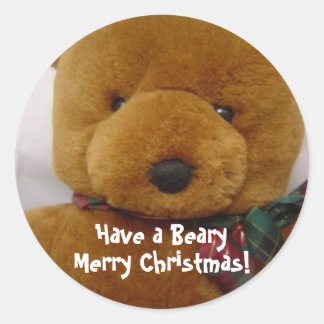 Christmas Teddy Bear Classic Round Sticker