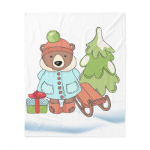 Christmas Teddy Bear Couple with Gift