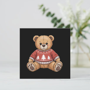 Christmas Teddy Bear Cute Xmas Gift Holiday Card