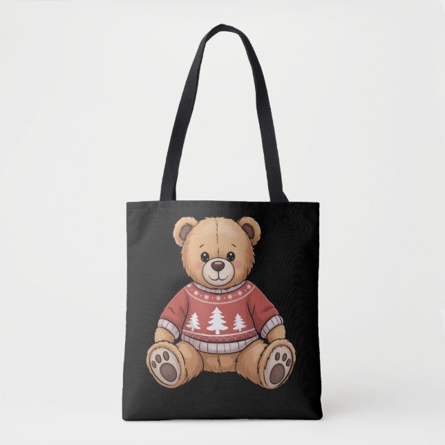 Christmas Teddy Bear Cute Xmas Gift Tote Bag (Front)