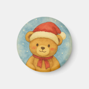 Christmas Teddy Bear in Snowy Wonderland Magnet