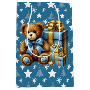 Christmas Teddy Bear Medium Gift Bag