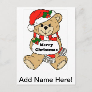 Christmas Teddy Bear Message Holiday Postcard