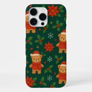 Christmas Teddy Bear Pattern – Cute Green Holiday  iPhone 16 Pro Max Case