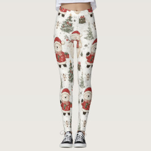 Christmas Teddy Bear Santa Pattern (1) Leggings