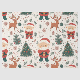 Christmas Teddy Bear Santa Pattern (2) Tissue Paper