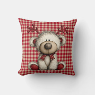 Christmas Teddy Bear Throw Pillow