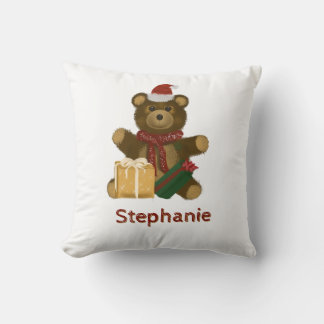 Christmas Teddy Bear Throw Pillow