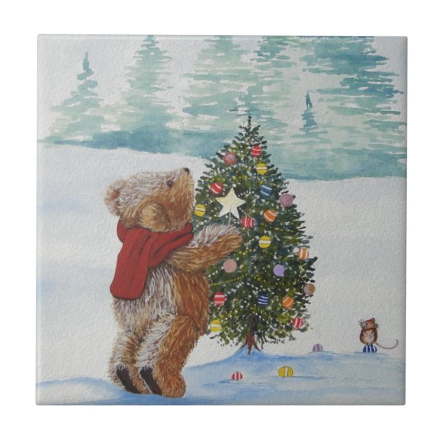 Christmas Teddy Bear Tile (Front)
