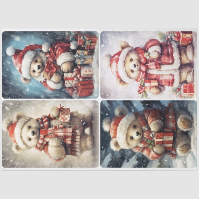 Christmas Teddy Bear  Tissue Paper (Front)