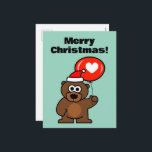 Christmas teddy bear with romantic heart balloon holiday postcard<br><div class="desc">Christmas teddy bear with romantic heart balloon Holiday Postcard . Personalize with custom text. Cute bear with Santa hat on.</div>