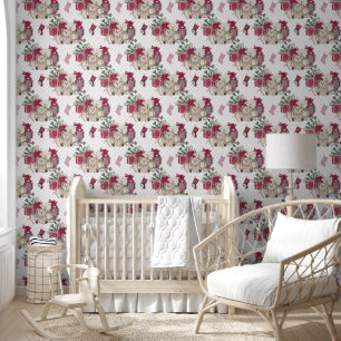 Christmas Teddy Bears Stockings Presents Nursery Wallpaper