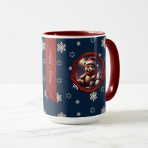 Christmas Teddy Friend Personalized Banner Blue