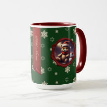 Christmas Teddy Friend Personalized Banner Green