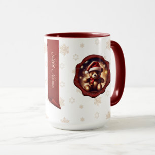 Christmas Teddy Stars Personalized Banner White Mug