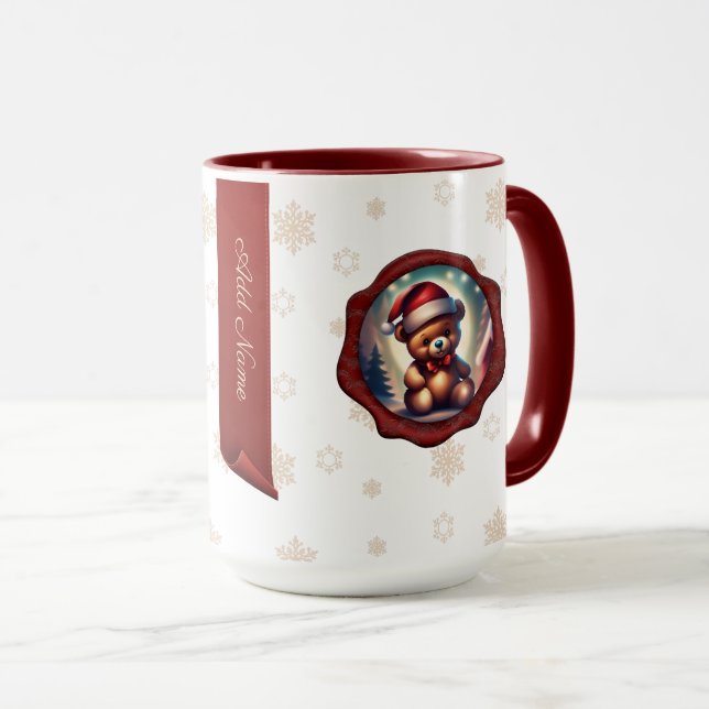 Christmas Teddy Startree Personalized Banner White Mug (Front Right)