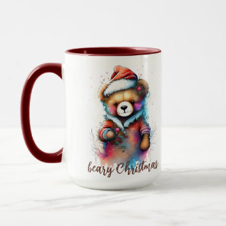 Christmas Teddy with Santa Hat Beary Christmas Mug