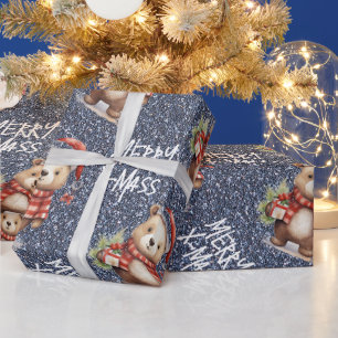 Christmas teddy wrapping paper