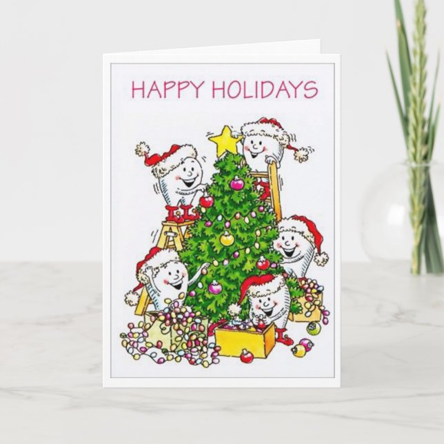 Christmas Teeth Dentist Greeting Card (Front)