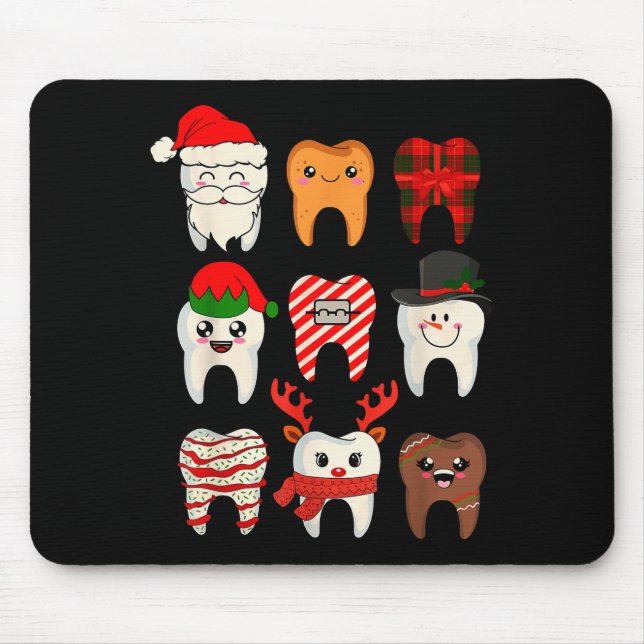 Christmas Teeth Dentist Xmas Reindeer Santa Squad  Mouse Pad (Front)