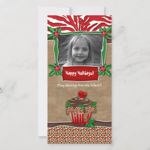 Christmas Template Cute Cupcake Zebra Leopard