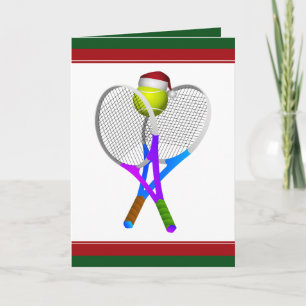 Christmas Tennis Ball and Rackets Holiday Card