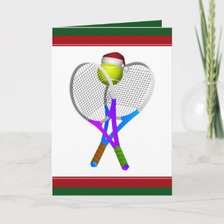 Christmas Tennis Ball and Rackets Holiday Card