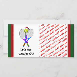 Christmas Tennis Ball and Rackets Holiday Card