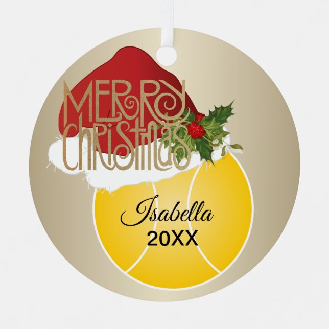 Christmas Tennis Ball Metal Ornament (Front)