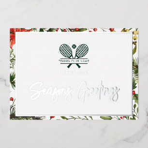 Christmas Tennis Club Members Greetings Silver Foil Holiday Card