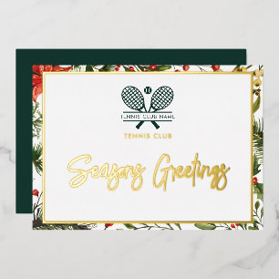 Christmas Tennis Club Seasons Greetings Gold Foil Holiday Card