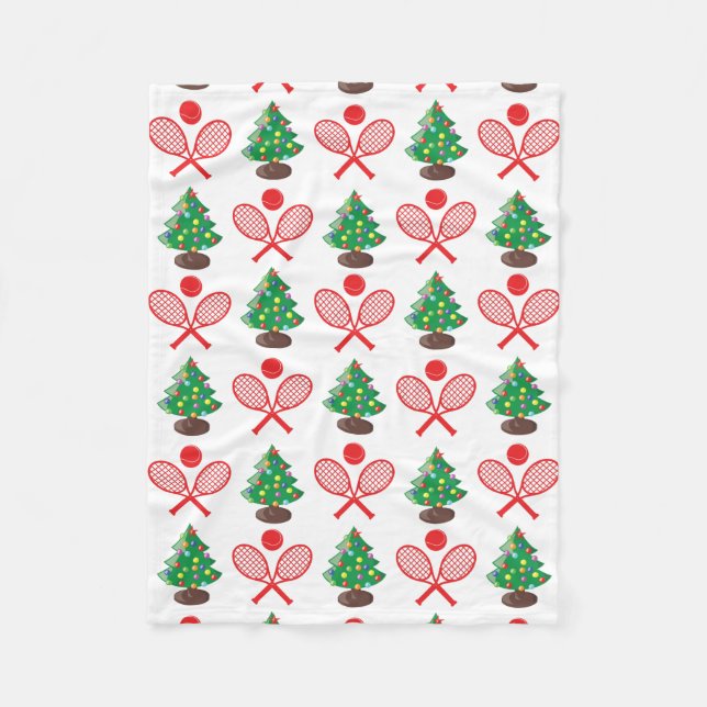 Christmas tennis pattern fleece blanket (Front)