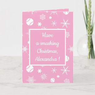 🎄Christmas 🎾tennis pink and white Card