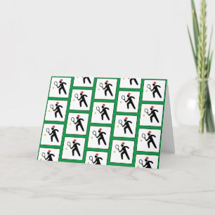 Christmas Tennis Player Green Pattern Card