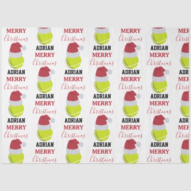 Christmas Tennis Sports Ball Custom Name Tissue Paper (Front)