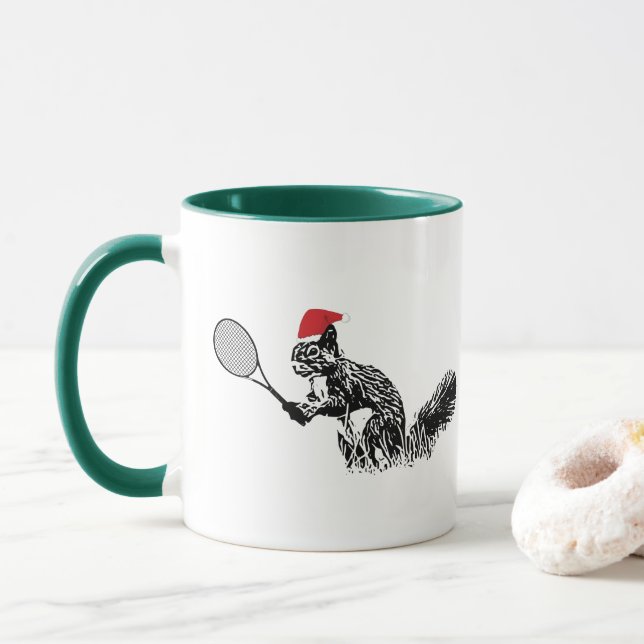 Christmas Tennis Squirrel mug (With Donut)