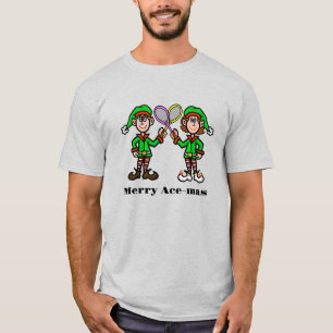 Christmas Tennis T-Shirt with His and Her Elves