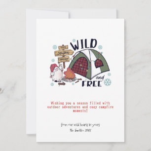 Christmas Tent Campfire Mountain Outdoor Adventure Holiday Card