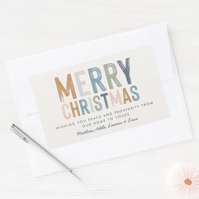 Christmas terracotta blue typography modern sticker (Envelope)