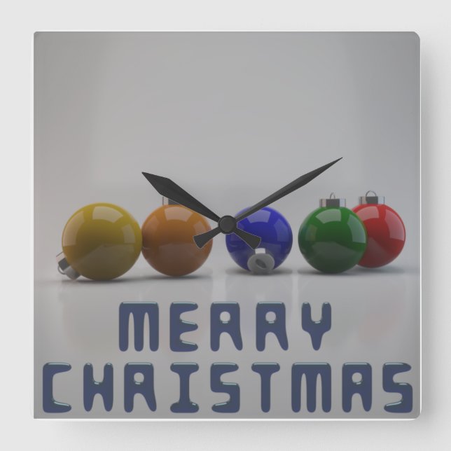 Christmas Text And Ornaments Square Wall Clock (Front)