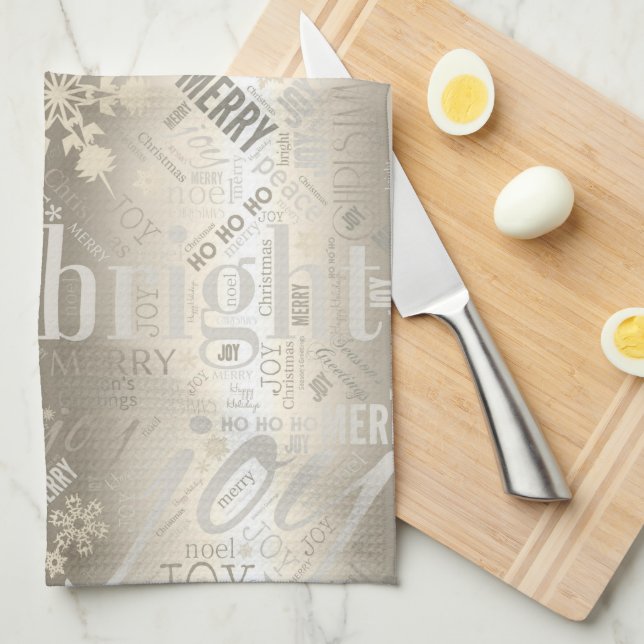 Christmas Text and Snowflake Pattern ID257 Kitchen Towel (Quarter Fold)