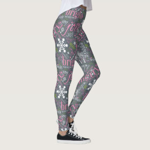 Christmas Text and Snowflake Pattern Slate ID257 Leggings