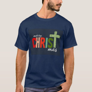 Christmas Text Merry Christ mas Christian T-Shirt