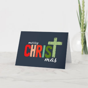 Christmas Text Merry Christ mas Christian Thank You Card