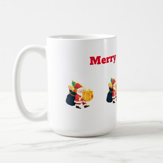 Christmas text Wishes Printed Classic-Cup 15 oz Coffee Mug (Left)