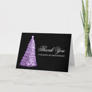 Christmas Thank You Bridesmaid Purple Card